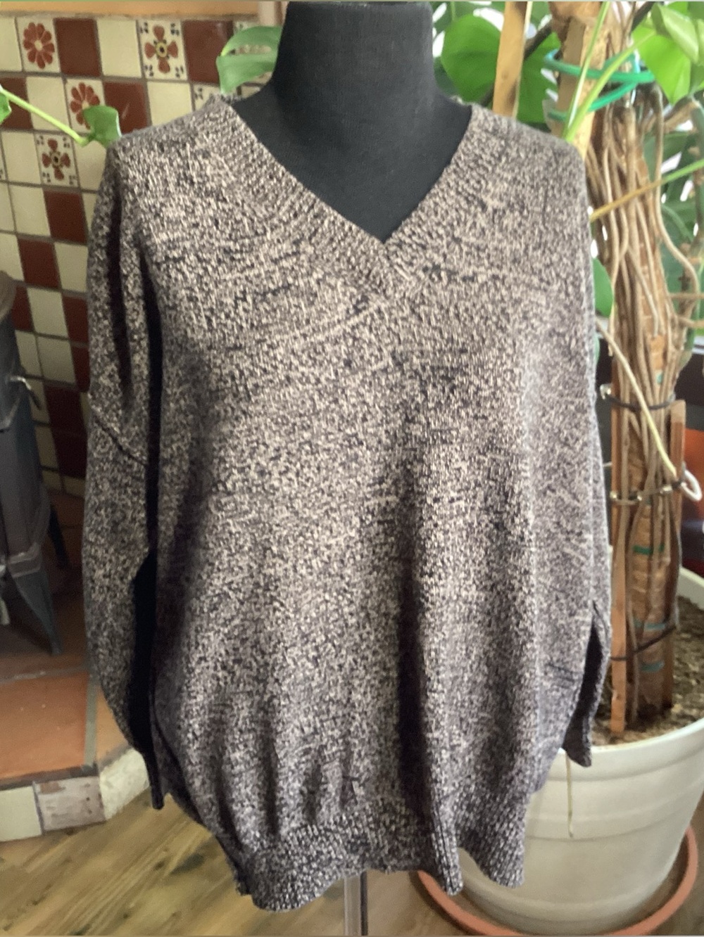 BCBGeneration Marled Brown V-Neck Sweater